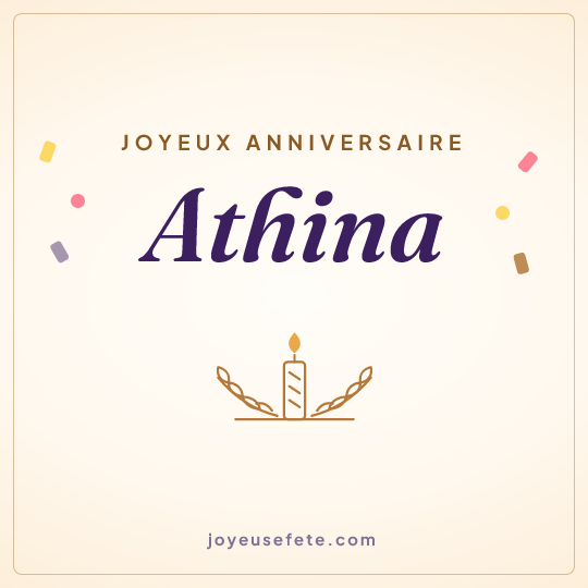 Image carrée « Joyeux anniversaire Athina » pour WhatsApp