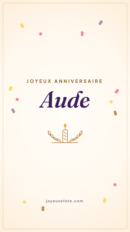 Image « Joyeux anniversaire Aude » au format story