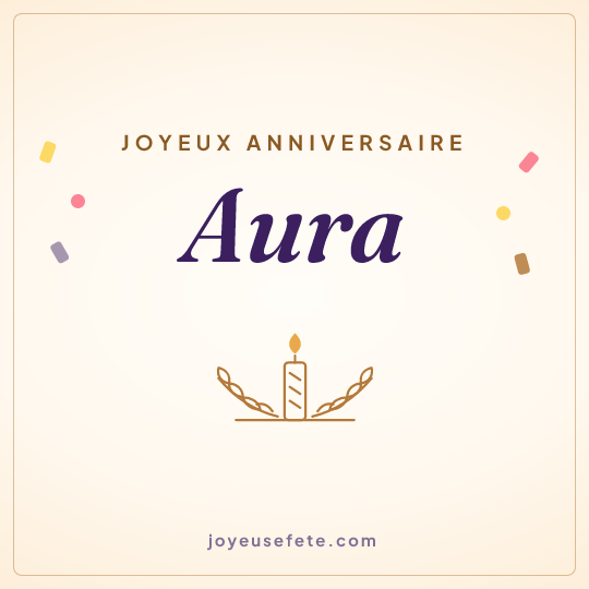 Image carrée « Joyeux anniversaire Aura » pour WhatsApp