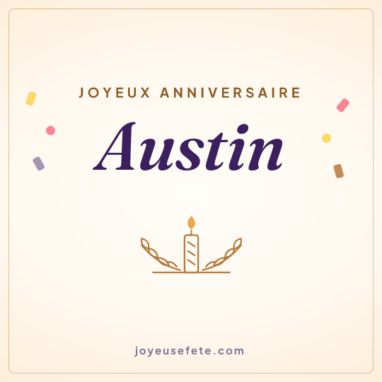 Image carrée « Joyeux anniversaire Austin » pour WhatsApp