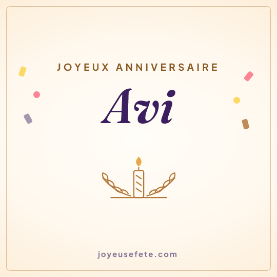 Image carrée « Joyeux anniversaire Avi » pour WhatsApp