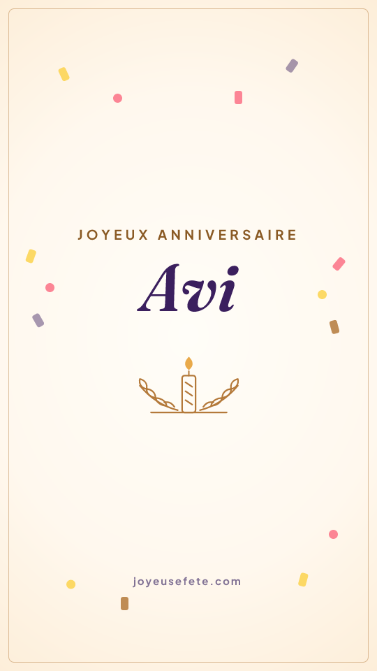 Image « Joyeux anniversaire Avi » au format story