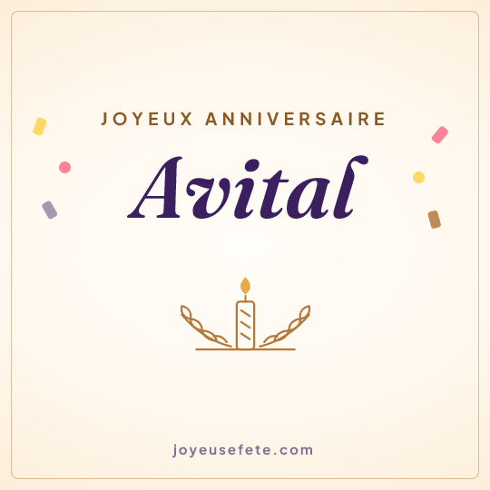 Image carrée « Joyeux anniversaire Avital » pour WhatsApp