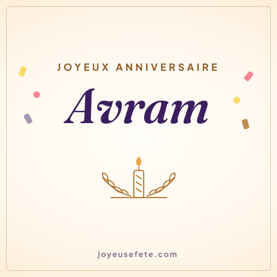 Image carrée « Joyeux anniversaire Avram » pour WhatsApp