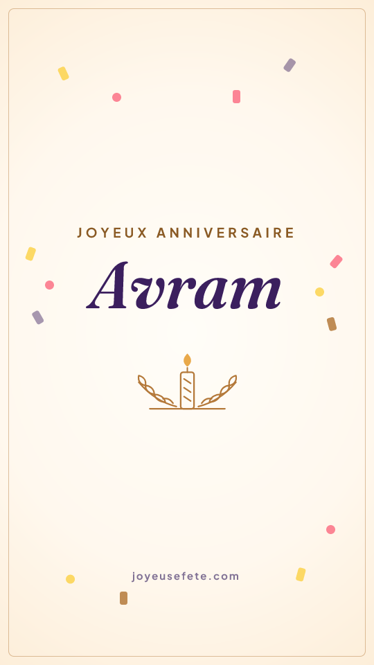 Image « Joyeux anniversaire Avram » au format story