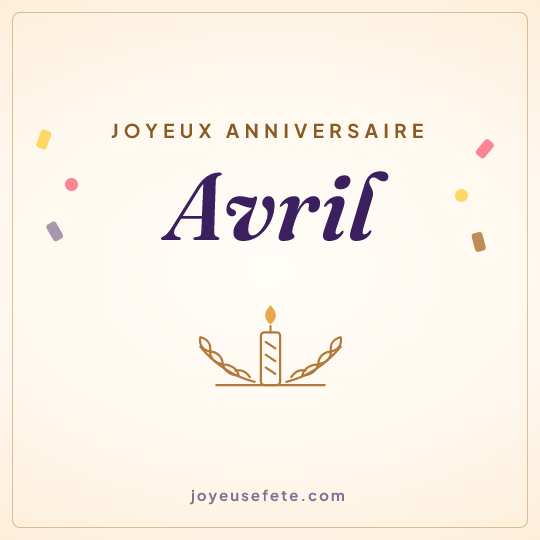 Image carrée « Joyeux anniversaire Avril » pour WhatsApp