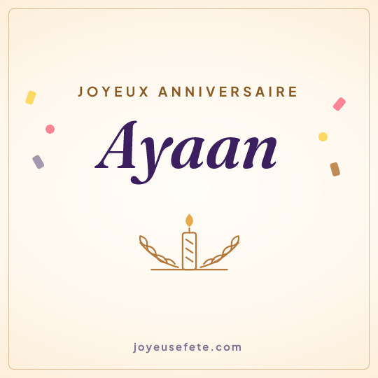 Image carrée « Joyeux anniversaire Ayaan » pour WhatsApp