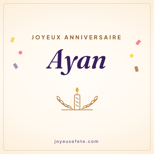 Image carrée « Joyeux anniversaire Ayan » pour WhatsApp