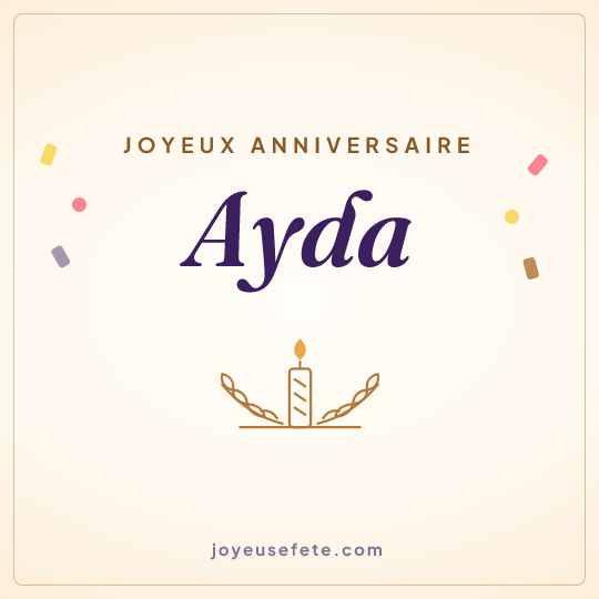 Image carrée « Joyeux anniversaire Ayda » pour WhatsApp