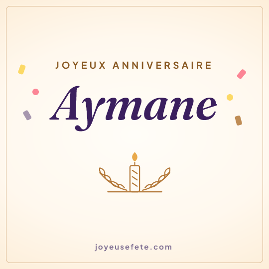 Image carrée « Joyeux anniversaire Aymane » pour WhatsApp