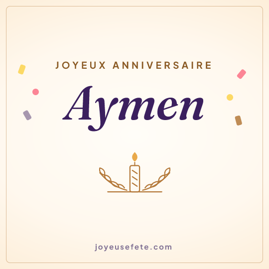Image carrée « Joyeux anniversaire Aymen » pour WhatsApp