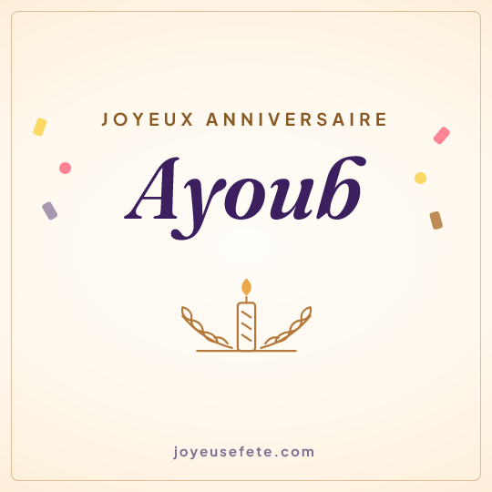 Image carrée « Joyeux anniversaire Ayoub » pour WhatsApp