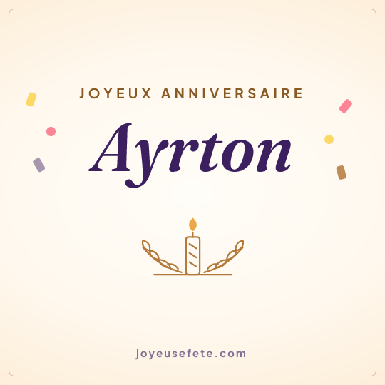 Image carrée « Joyeux anniversaire Ayrton » pour WhatsApp