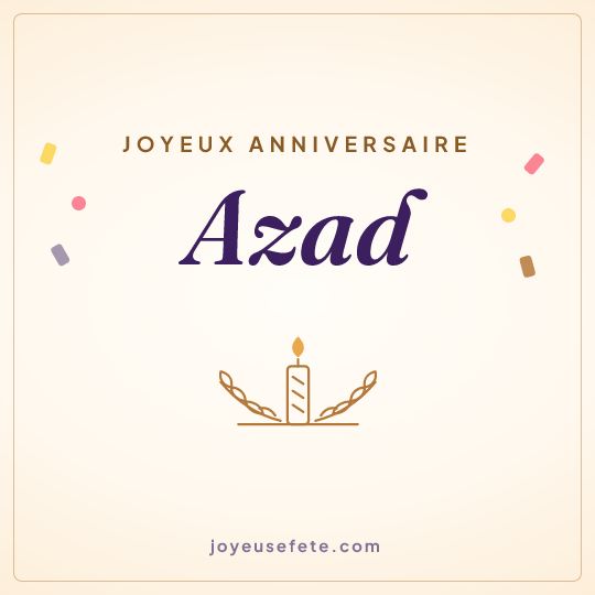 Image carrée « Joyeux anniversaire Azad » pour WhatsApp