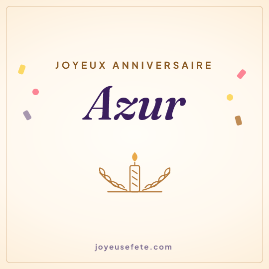 Image carrée « Joyeux anniversaire Azur » pour WhatsApp