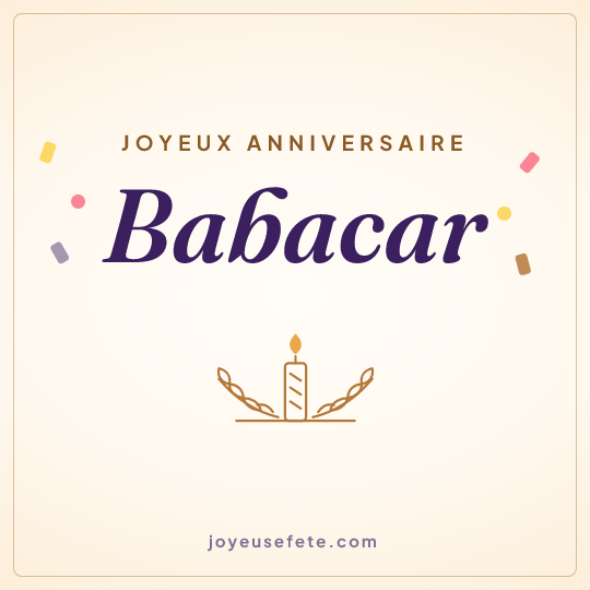 Image carrée « Joyeux anniversaire Babacar » pour WhatsApp