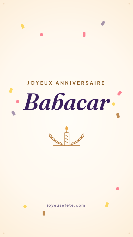 Image « Joyeux anniversaire Babacar » au format story