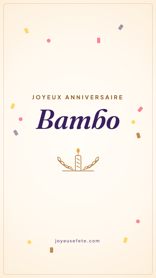 Image « Joyeux anniversaire Bambo » au format story