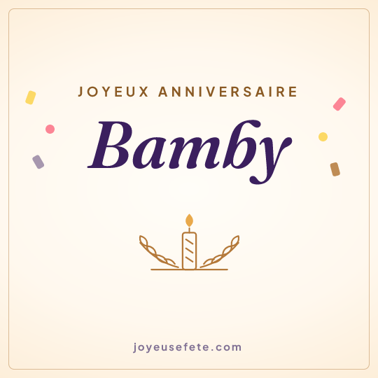 Image carrée « Joyeux anniversaire Bamby » pour WhatsApp