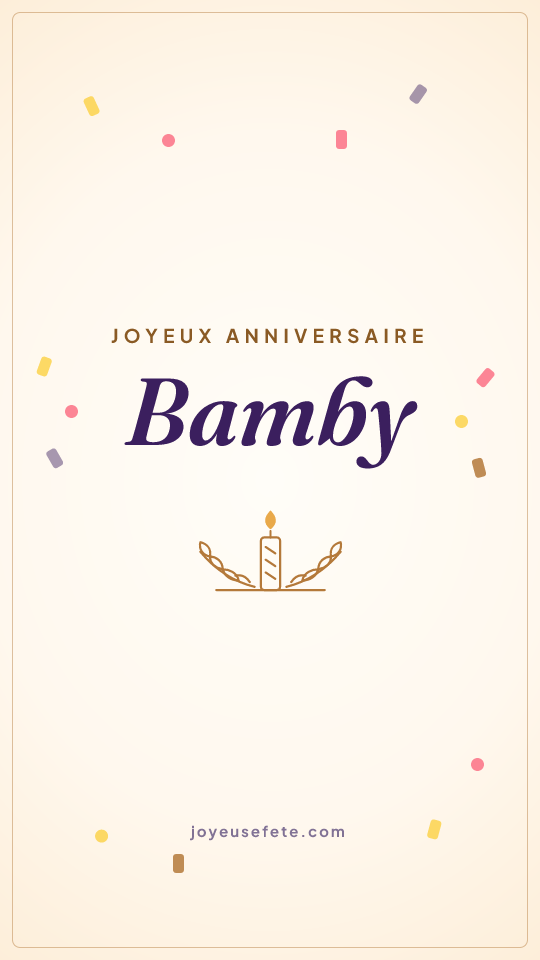 Image « Joyeux anniversaire Bamby » au format story