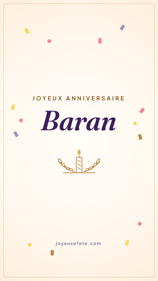 Image « Joyeux anniversaire Baran » au format story