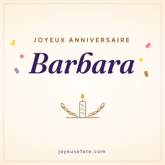 Image carrée « Joyeux anniversaire Barbara » pour WhatsApp