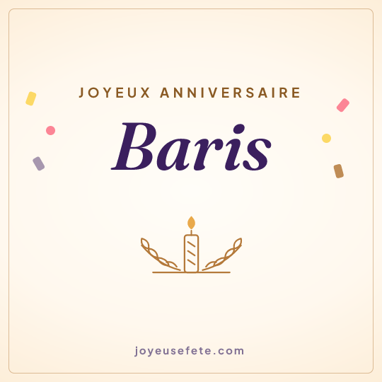 Image carrée « Joyeux anniversaire Baris » pour WhatsApp