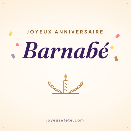 Image carrée « Joyeux anniversaire Barnabé » pour WhatsApp