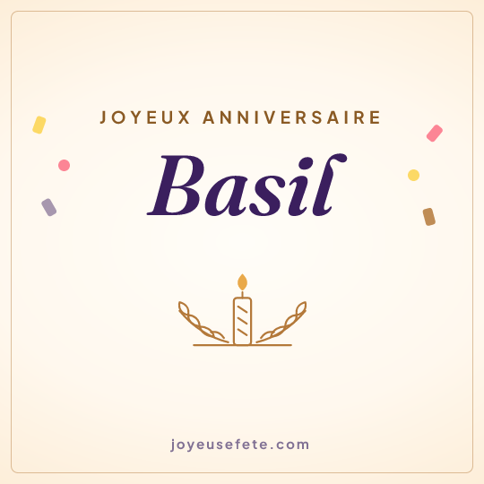Image carrée « Joyeux anniversaire Basil » pour WhatsApp
