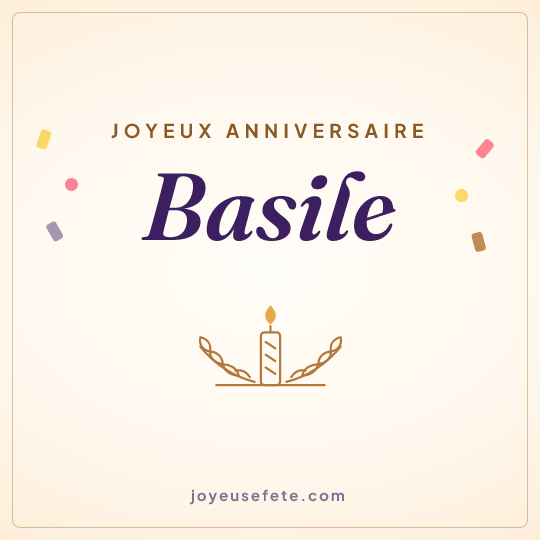 Image carrée « Joyeux anniversaire Basile » pour WhatsApp