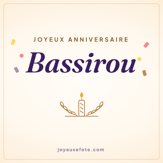 Image carrée « Joyeux anniversaire Bassirou » pour WhatsApp