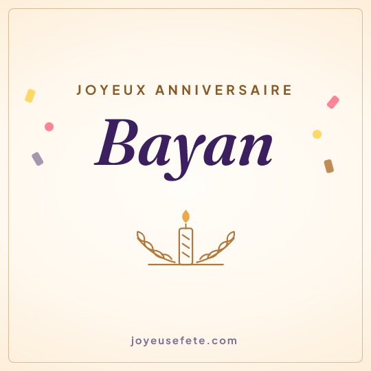 Image carrée « Joyeux anniversaire Bayan » pour WhatsApp