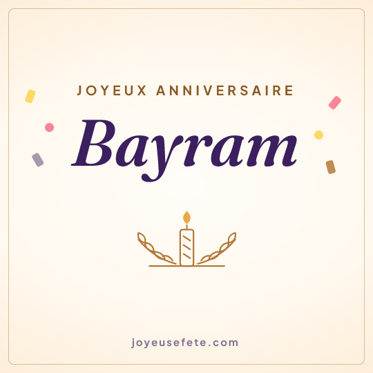 Image carrée « Joyeux anniversaire Bayram » pour WhatsApp