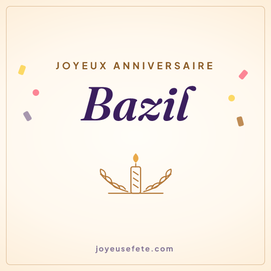 Image carrée « Joyeux anniversaire Bazil » pour WhatsApp