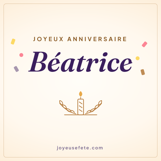 Image carrée « Joyeux anniversaire Béatrice » pour WhatsApp
