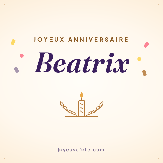 Image carrée « Joyeux anniversaire Beatrix » pour WhatsApp