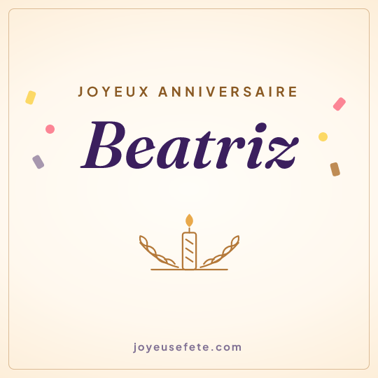 Image carrée « Joyeux anniversaire Beatriz » pour WhatsApp
