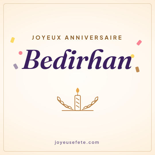 Image carrée « Joyeux anniversaire Bedirhan » pour WhatsApp