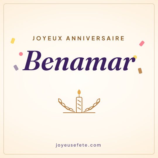Image carrée « Joyeux anniversaire Benamar » pour WhatsApp