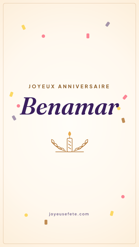 Image « Joyeux anniversaire Benamar » au format story