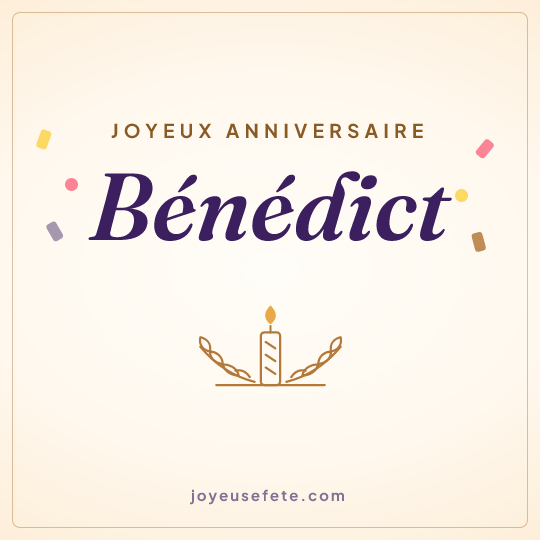 Image carrée « Joyeux anniversaire Bénédict » pour WhatsApp