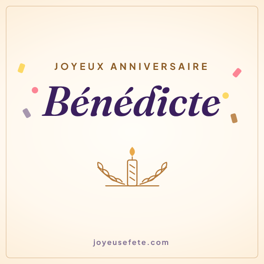 Image carrée « Joyeux anniversaire Bénédicte » pour WhatsApp