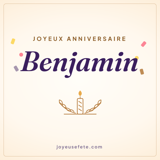 Image carrée « Joyeux anniversaire Benjamin » pour WhatsApp