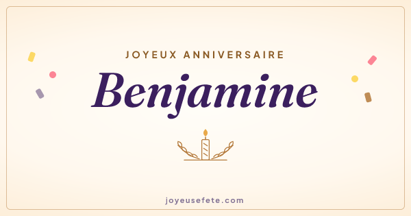 Image « Joyeux anniversaire Benjamine » au format large