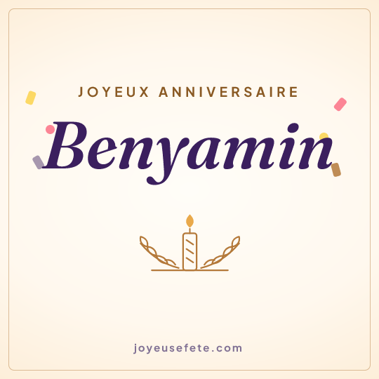 Image carrée « Joyeux anniversaire Benyamin » pour WhatsApp
