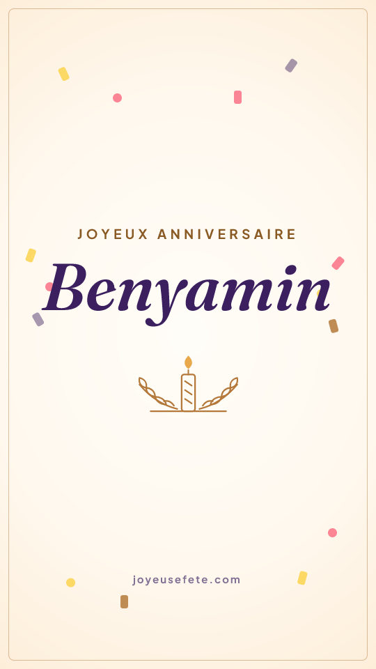 Image « Joyeux anniversaire Benyamin » au format story