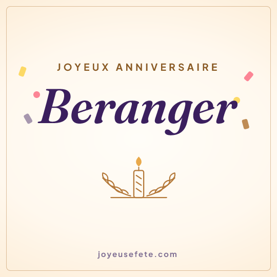 Image carrée « Joyeux anniversaire Beranger » pour WhatsApp