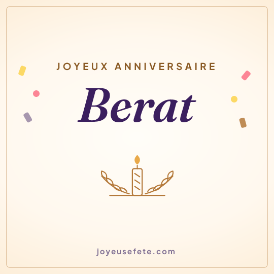 Image carrée « Joyeux anniversaire Berat » pour WhatsApp