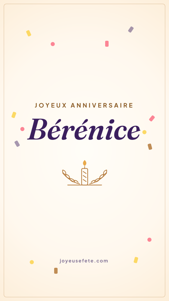 Image « Joyeux anniversaire Bérénice » au format story