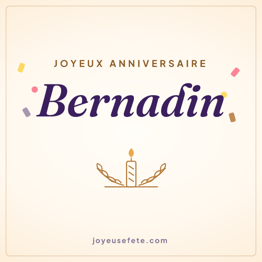 Image carrée « Joyeux anniversaire Bernadin » pour WhatsApp